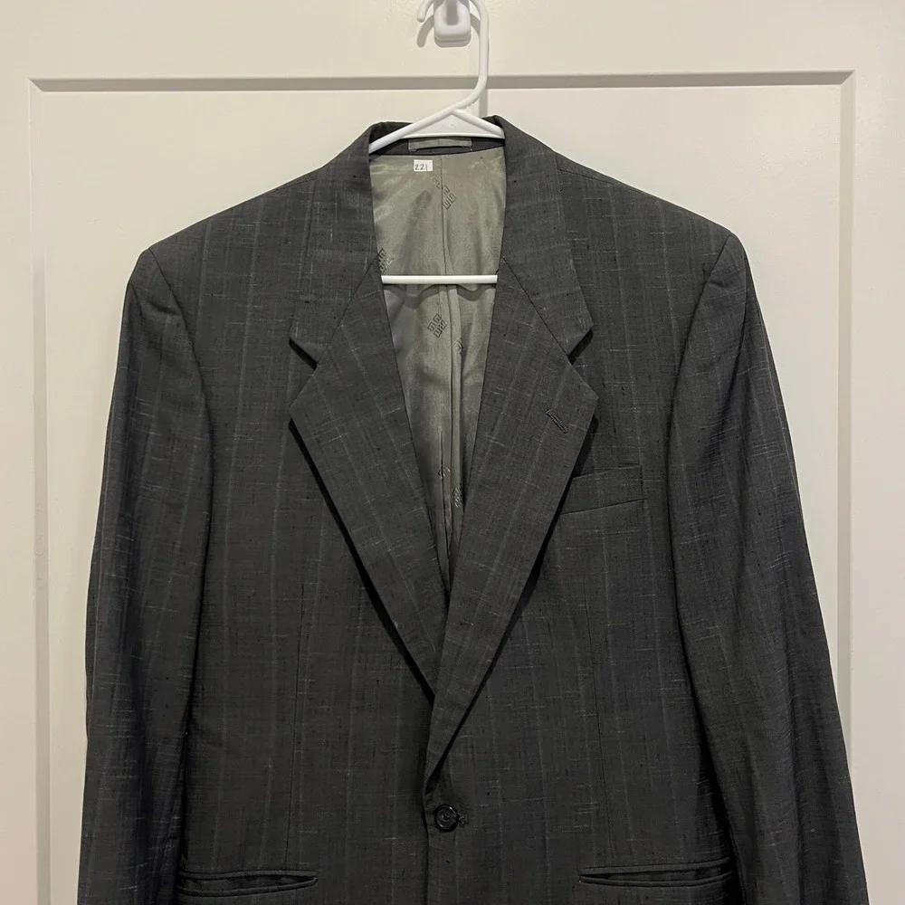 Givenchy‎ Gentleman Grey Plaid Two Button Blazer Sport Coat Vintage 42R